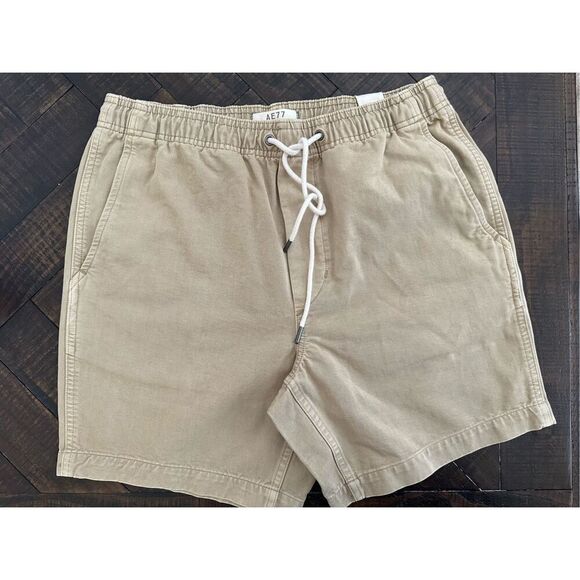 AE77 American Eagle Tan Men’s Pull On Shorts With Elastic Waist Size Small - Picture 2 of 5